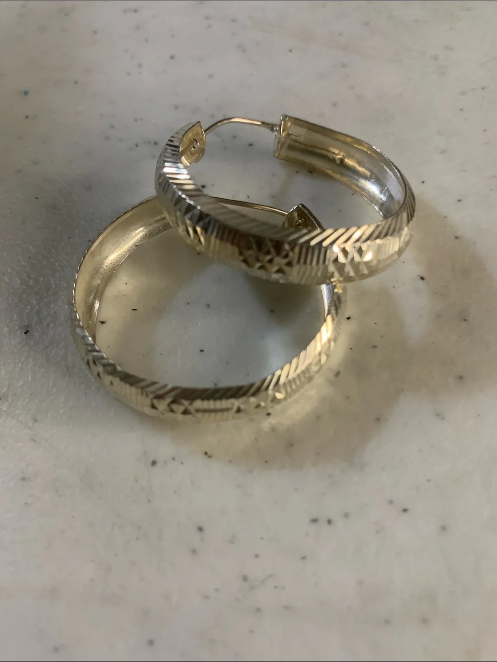 Sterling Silver Engraved Hoop Earrings - Women's Jewelry - Picture 3 of 3